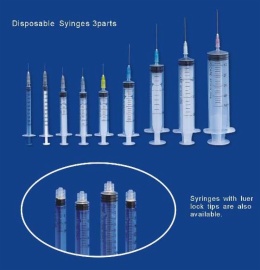 Sterile Syringe  three parts ( For SINGLE USE )